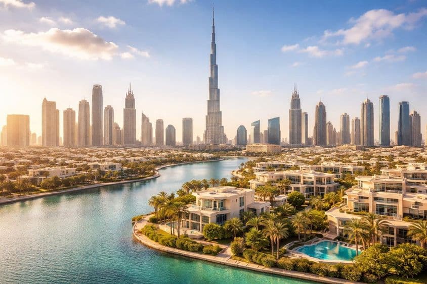 Vista panorâmica de imóveis de luxo em Dubai