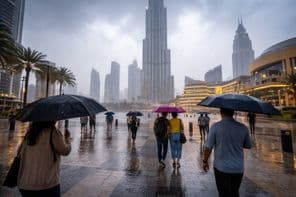 Tempestade entre arranha-céus de Dubai