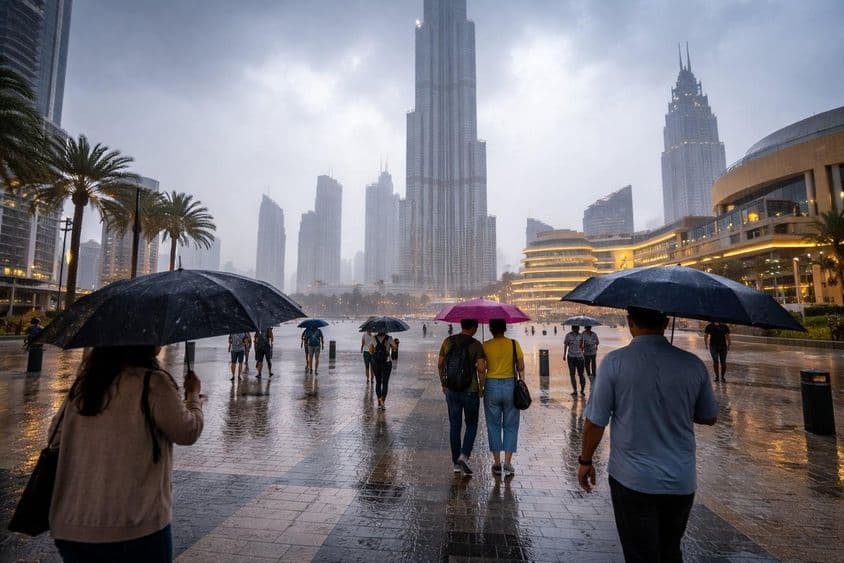 Tempestade entre arranha-céus de Dubai