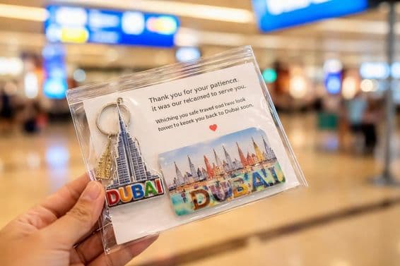 Despedida tocante no aeroporto de Dubai