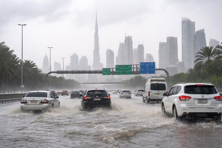 Estradas de Dubai após a chuva