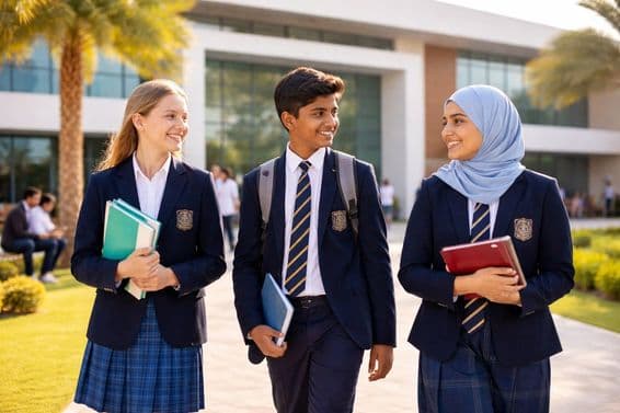 Estudantes de escola internacional juntos