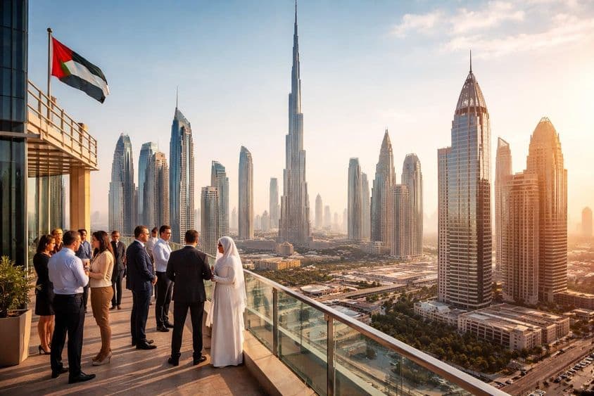Panorama de estabilidade empresarial em Dubai.