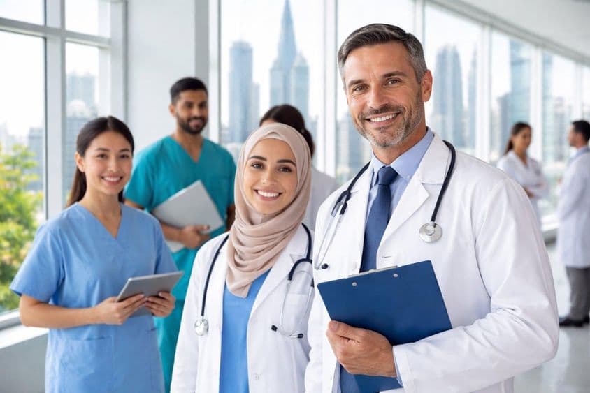 Equipe de saúde moderna em Dubai