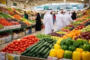 Mercado fresco em atmosfera agitada