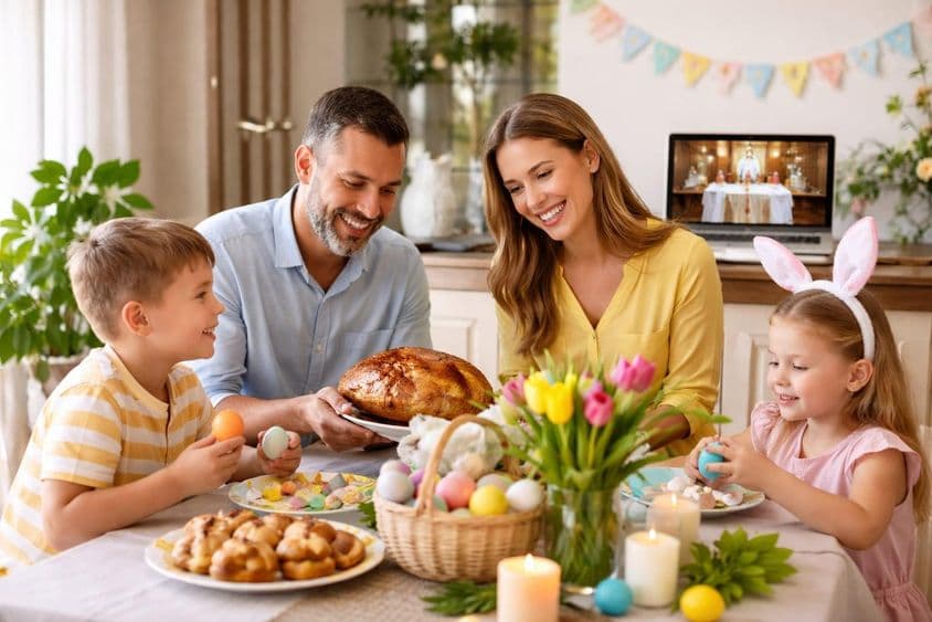 Páscoa em casa com ambiente de Dubai