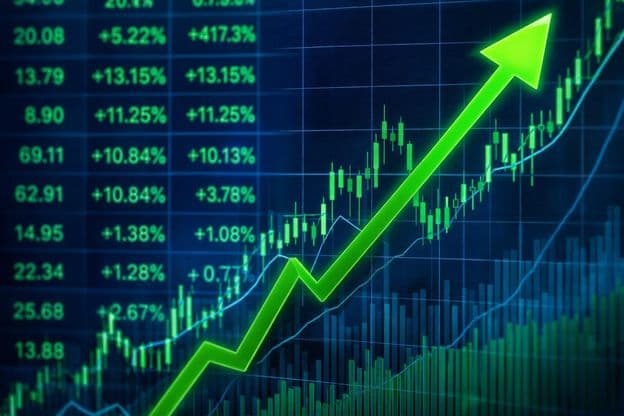 Gráfico de tendência de alta no mercado de ações