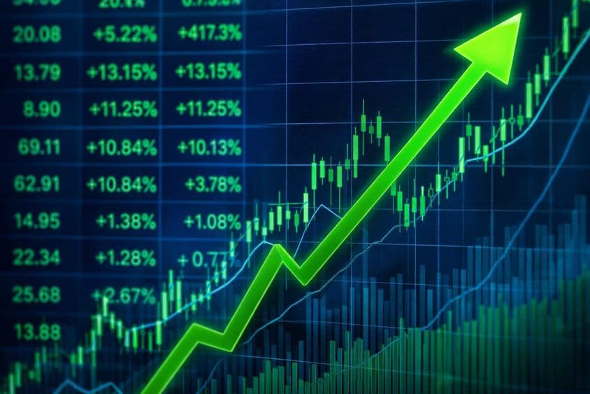 Gráfico de tendência de alta no mercado de ações