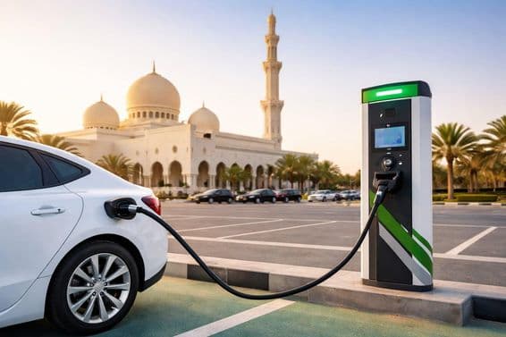 Carregamento elétrico em estacionamento de mesquita