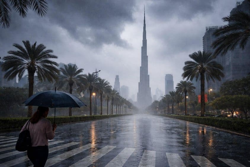 Manhã chuvosa em Dubai