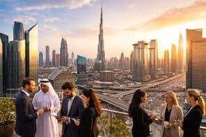Vista da vida empresarial em Dubai