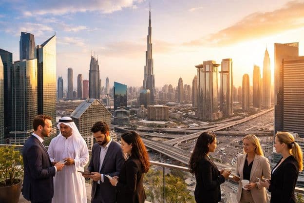 Vista da vida empresarial em Dubai