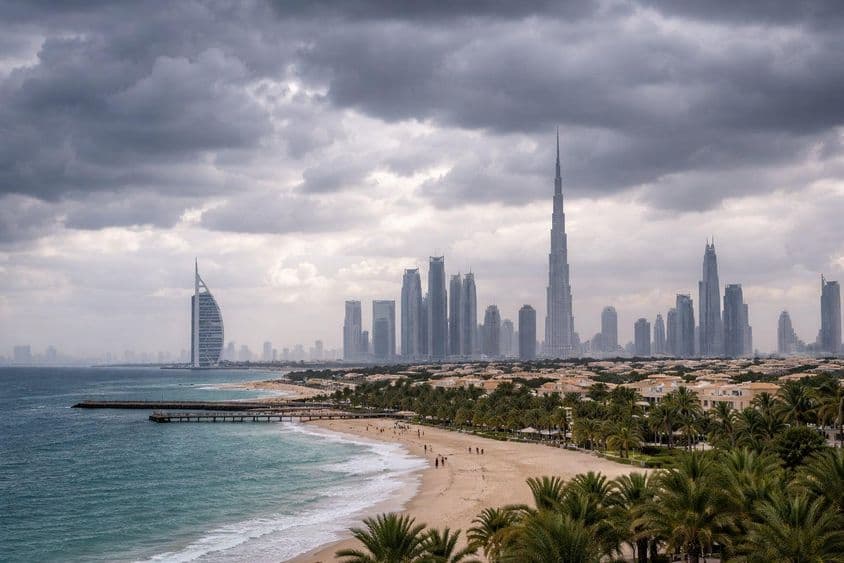 Panorama da costa fria de Dubai