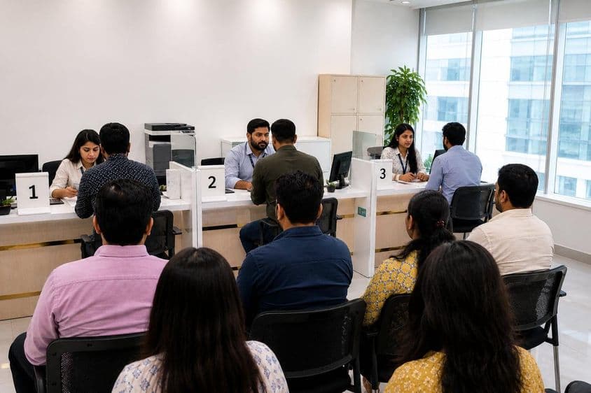 Centro moderno de administração com sala de espera