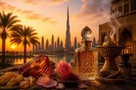 Pôr do sol dourado perfumado de Dubai