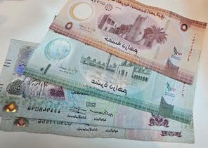 Notas de papel do dirham dos Emirados Árabes Unidos