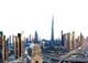 Horizonte de Dubai com Burj Khalifa