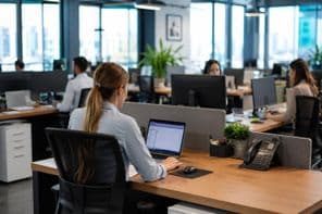 Ambiente de trabalho moderno em um escritório