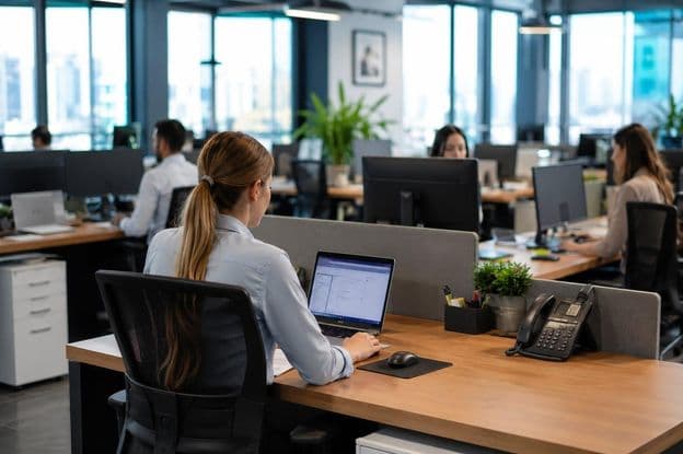 Ambiente de trabalho moderno em um escritório