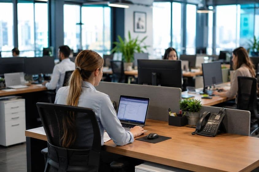 Ambiente de trabalho moderno em um escritório