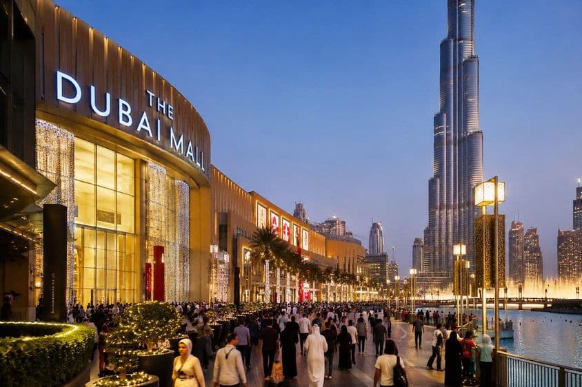 Multidão festiva no Dubai Mall
