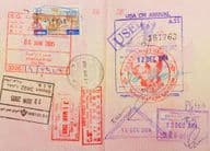 passaporte com carimbos da Tailândia, Hong Kong e Líbano