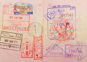 passaporte com carimbos da Tailândia, Hong Kong e Líbano